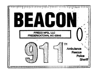 BEACON 911 FIRECO MFG., LLC FREDERICKTOWN, MO 63645 AMBULANCE RESCUE POLICE SHERIFF logo