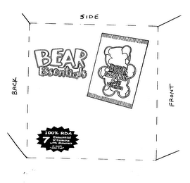 BEAR ESSENTIALS BEAR ESSENTIALS MULTI VITAMINS 100% RDA 7 ESSENTIAL VITAMINS WITH MINERALS IN EACH "MINI PAK" logo