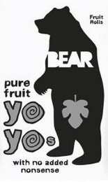 BEAR PURE FRUIT YO YOS WITH NO ADDED NONSENSE FRUIT ROLLS logo
