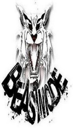 BEASTMODE IN BLACK AND A BLACK AND WHITE BEAST FACE logo