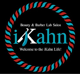 BEAUTY & BARBER LAB SALON IKAHN WELCOME TO THE IKAHN LIFE! logo