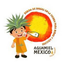 BEBIDA DE DIOSES EN LA TIERRA PARA NIÑOS Y ADULTOS AGUAMIEL MÉXICO LECHE AZTECA logo