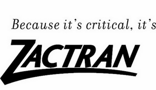 BECAUSE IT'S CRITICAL, IT'S ZACTRAN logo