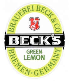 BECK'S GREEN LEMON BRAUEREI BECK & CO BREMEN GERMANY logo