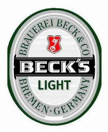 BECK'S LIGHT BRAUEREI BECK & CO BREMEN · GERMANY logo