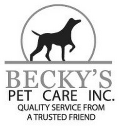 BECKY'S PET CARE INC. QUALITY SERVICE FROM A TRUSTED FRIEND logo