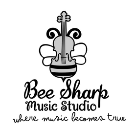 BEE SHARP MUSIC STUDIO WHERE MUSIC BECOMES TRUE logo