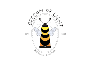 BEECON OF LIGHT EST. 2023 BEESWAX CANDLES logo