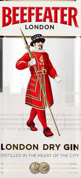 BEEFEATER LONDON LONDON DRY GIN DISTILLED IN THE HEART OF THE CITY logo