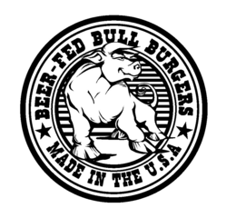 BEER-FED BULL BURGERS MADE IN THE U.S.A. logo
