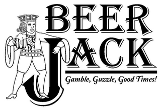 BEER JACK GAMBLE, GUZZLE, GOOD TIMES! logo