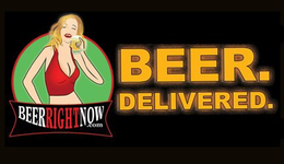 BEER RIGHT NOW.COM BEER. DELIVERED. logo