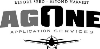 BEFORE SEED · BEYOND HARVEST AG1ONE APPLICATION SERVICES logo