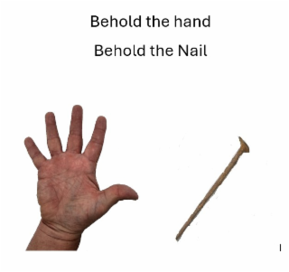 BEHOLD THE HAND BEHOLD THE NAIL logo
