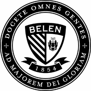 BELEN IHS 1854 DOCETE OMNES GENTES AD MAJOREM DEI GLORIAM logo