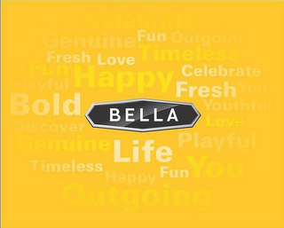 BELLA CELEBRATE GENUINE FUN OUTGOING FRESH LOVE TIMELESS HAPPY PLAYFUL YOU BOLD YOUTHFUL DISCOVER LIFE logo