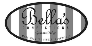 BELLA'S CONFECTIONS GOURMET FUDGE MADE WITH THE FINEST INGREDIENTS logo