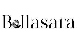 "BELLASARA" WITH THE "E" IN THE SHAPE OF A NAUTILUS SHELL, AND SERIF FONT logo
