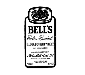 BELL'S EXTRA SPECIAL BLENDED SCOTCH WHISKY ARTHUR BELL & SONS LTD PRODUCT OF SCOTLAND logo