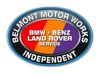 BELMONT MOTOR WORKS INDEPENDENT BMW · BENZ LAND ROVER SERVICE logo