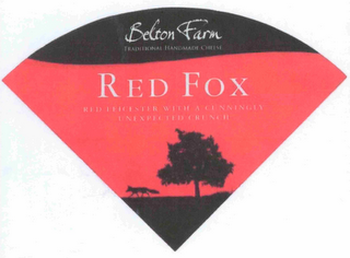 BELTON FARM TRADITIONAL HANDMADE CHEESE RED FOX RED LEICESTER WITH A CUNNINGLY UNEXPECTED CRUNCH logo
