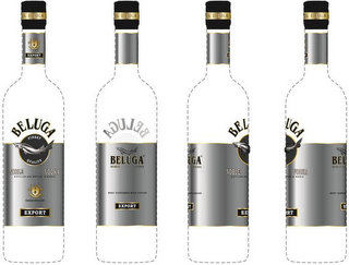 BELUGA NOBLE VODKA BELUGA NOBLE VODKA, EXPORT, FINEST QUALITY, DISTILLED AND BOTTLED IN RUSSIA, RUSSIAN DISTILLERY, BEST CONSUMED WITH CAVIAR, GAUDEAMUS IGITUR logo