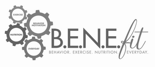 B.E.N.E.FIT BEHAVIOR. EXERCISE. NUTRITION. EVERYDAY. BEHAVIOR MOTIVATION EXERCISE NUTRITION EVERYDAY logo