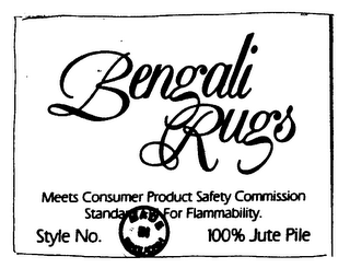 BENGALI RUGS MEET CONSUMER PRODUCT SAFETY COMMISSION STANDARD FOR FLAMMABILITY STYLE NO. 100% JUTE PILE logo