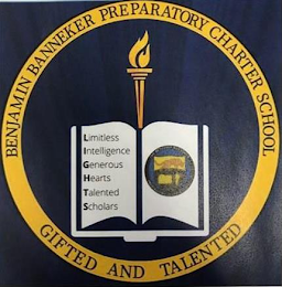 BENJAMIN BANNEKER PREPARATORY CHARTER SCHOOL GIFTED AND TALENTED LIMITLESS INTELLIGENCE GENEROUS HEARTS TALENTED SCHOLARS logo
