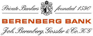 BERENBERG BANK PRIVATE BANKERS FOUNDED 1590 JOH BERENBERG GOSSLER & CO K G logo