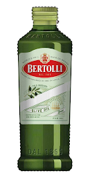 BERTOLLI DAL 1865 WORLD'S NO. 1 OLIVE OIL BRAND BRAND ESTABLISHED IN 1865 IN LUCCA, TUSCANY COLD PRESSED OLIVE OIL SELECTED OLIVE OILS FROM SPAIN, GREECE AND ITALY. PIONEER EXPORTER OF OLIVE OIL TO THE USA BERTOLLI 17 FL OZ (500 ML) logo