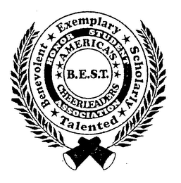 B.E.S.T. AMERICA'S CHEERLEADERS HONOR STUDENT ASSOCIATION TALENTED BENEVOLENT EXEMPLARY SCHOLARLY logo