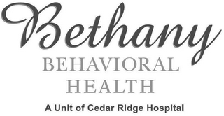 BETHANY BEHAVIORAL HEALTH A UNIT OF CEDAR RIDGE HOSPITAL logo