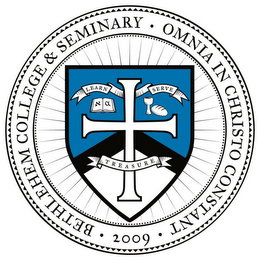 BETHLEHEM COLLEGE & SEMINARY OMNIA IN CHRISTO CONSTANT 2009 logo