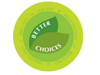 BETTER CHOICES LESS FAT HIGH PROTEIN LESS SUGAR LOW CALORIES LOW CARB logo