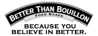 BETTER THAN BOUILLON FOOD BASES BECAUSE YOU BELIEVE IN BETTER. logo