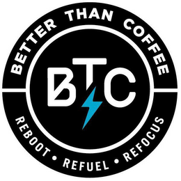 BETTER THAN COFFEE  BTC REBOOT · REFUEL· REFOCUS logo