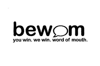 BEWOM YOU WIN. WE WIN. WORD OF MOUTH. logo