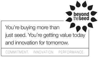 BEYOND THE SEED YOU'RE BUYING MORE THAN JUST SEED. YOU'RE GETTING VALUE TODAY AND INNOVATION FOR TOMORROW. COMMITMENT. INNOVATION. PERFORMANCE. logo
