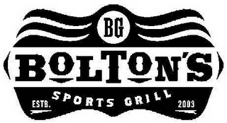 BG BOLTON'S SPORTS GRILL ESTB. 2003 logo