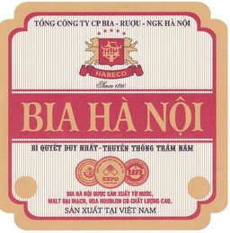 BIA HA NOI, TONG CONG TY CP BIA - RUOU - NGK HA NOI, HABECO, SINCE 1890, BI QUYET DUY NHAT-TRUYEN THONG TRAM NAM, BIA HA NOI DUOC SAN XUAT TU NUOC, MALT DAI MACH, HOA HOUBLON CO CHAT LUONG CAO, SAN XUAT TAI VIET NAM logo