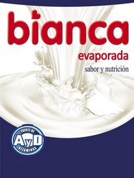 BIANCA EVAPORADA SABOR Y NUTRICION FUENTE DE VITAMINAS A Y D logo