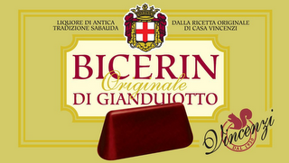 BICERIN ORIGINALE DI GIANDUJOTTO VINCENZI DAL 1930 LIQUORE DI ANTICA TRADIZIONE SABAUDA DALLA RICETTA ORIGINALE DI CASA VINCENZI logo