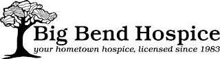 BIG BEND HOSPICE YOUR HOMETOWN HOSPICE, LICENSED SINCE 1983 logo