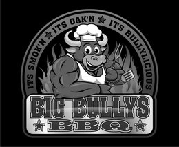 BIG BULLYS BBQ IT'S SMOK'N IT'S OAK'N IT'S BULLYLICIOUS logo