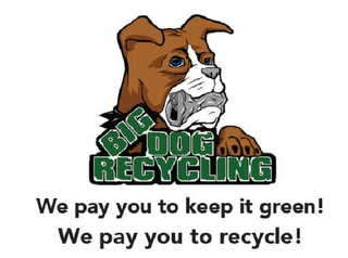 BIG DOG RECYCLING WE PAY YOU TO KEEP IT GREEN! WE PAY YOU TO RECYCLE! logo