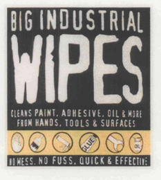 BIG INDUSTRIAL WIPES CLEANS PAINT, ADHESIVE, OIL & MORE FROM HANDS, TOOLS & SURFACES NO MESS, NO FUSS, QUICK & EFFECTIVE logo