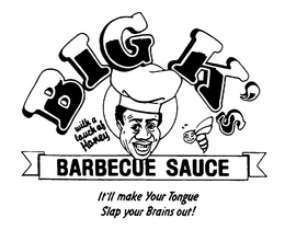 BIG K'S WITH A TOUCH OF HONEY BARBECUE SAUCE IT'LL MAKE YOUR TONGUE SLAP YOUR BRAINS OUT! logo