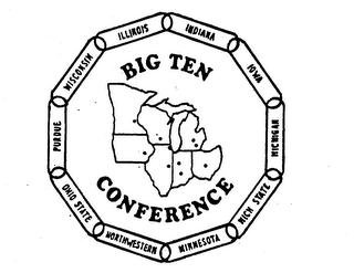BIG TEN CONFERENCE ILLINOIS INDIANA IOWA MICHIGAN MICH STATE MINNESOTA NORTHWESTERN OHIO STATE PURDUE WISCONSIN logo