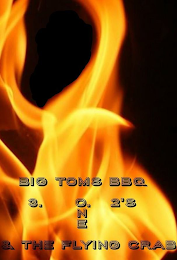 BIG TOM'S BBQ, 3. O. NE 2'S & THE FLYING CRAB logo